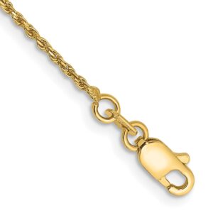 14K Diamond-cut Machine Made Rope with Lobster Clasp Chain (1.15mm)
