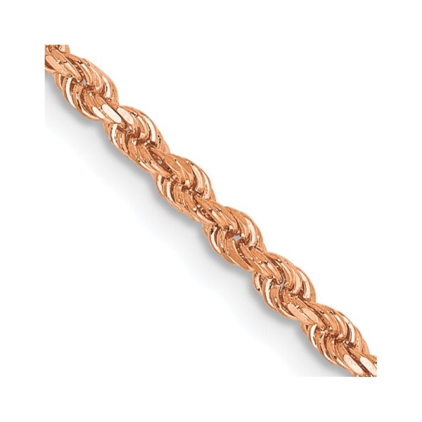 14K Rose Gold Diamond-cut Rope with Lobster Clasp Chain (2mm)