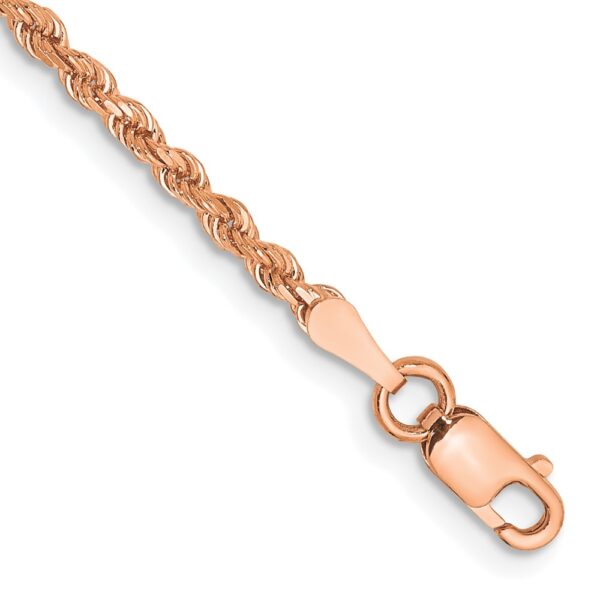 14K Rose Gold Diamond-cut Rope with Lobster Clasp Anklet (2mm)