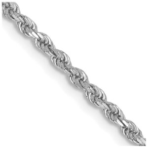 14K White Gold Diamond-cut Rope with Lobster Clasp Chain (2mm)