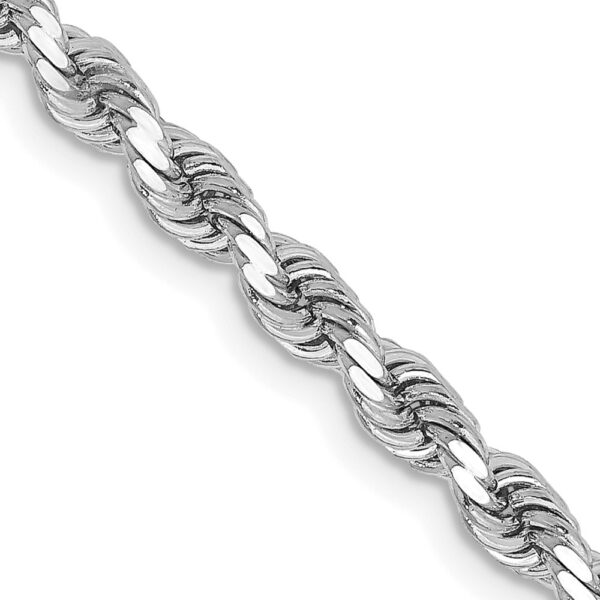 14K White Gold Diamond-cut Rope with Lobster Clasp Chain (3.25mm)