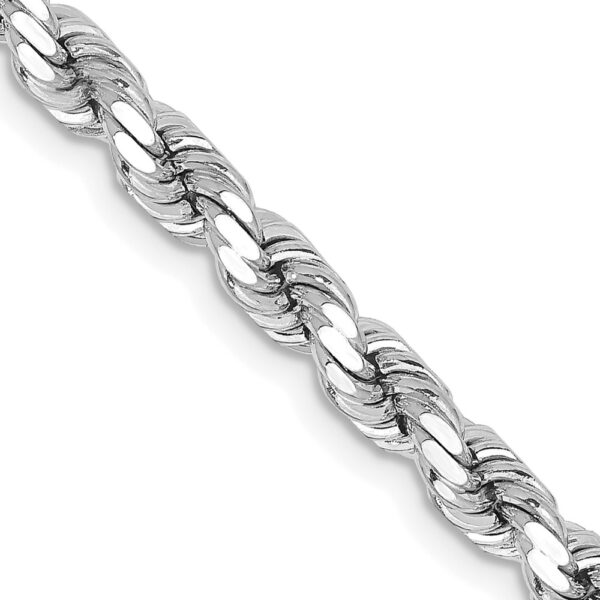 14K White Gold Diamond-cut Rope with Lobster Clasp Chain (4.25mm)