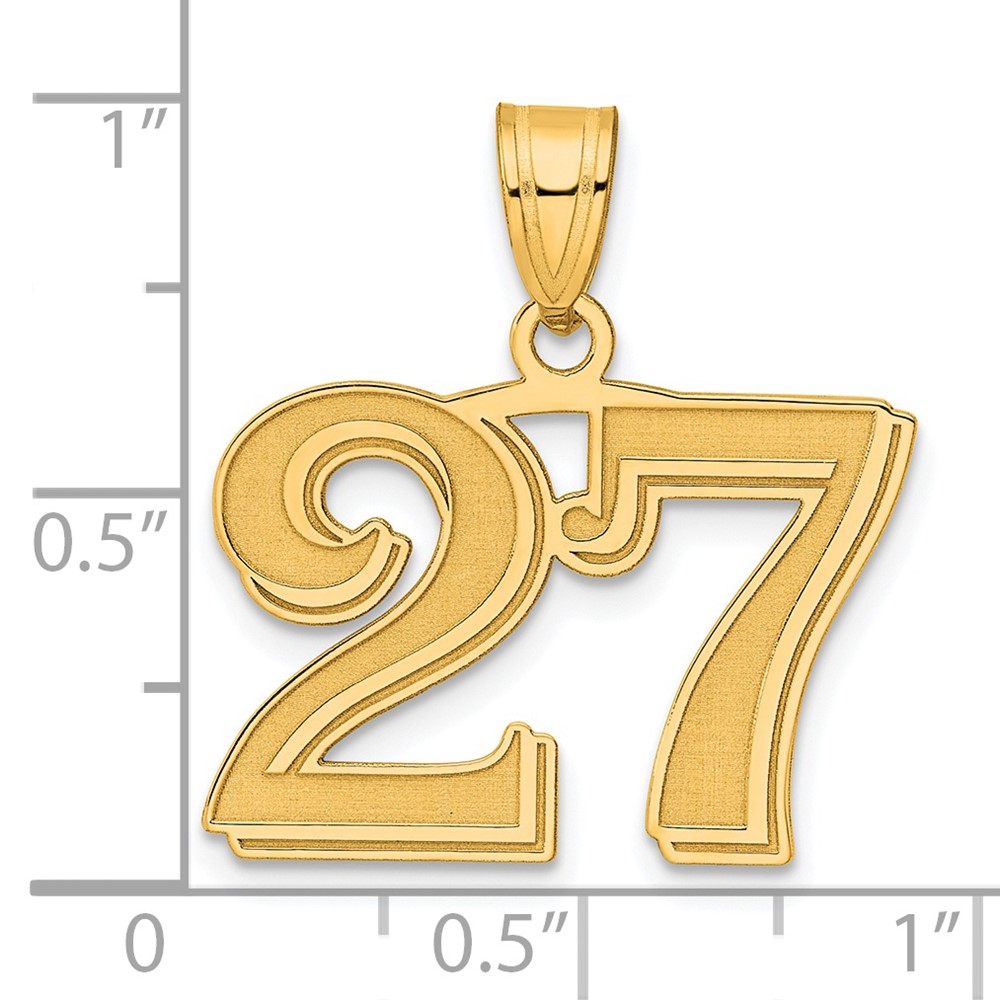 14k Polished Etched Number 27 Pendant - Image 4