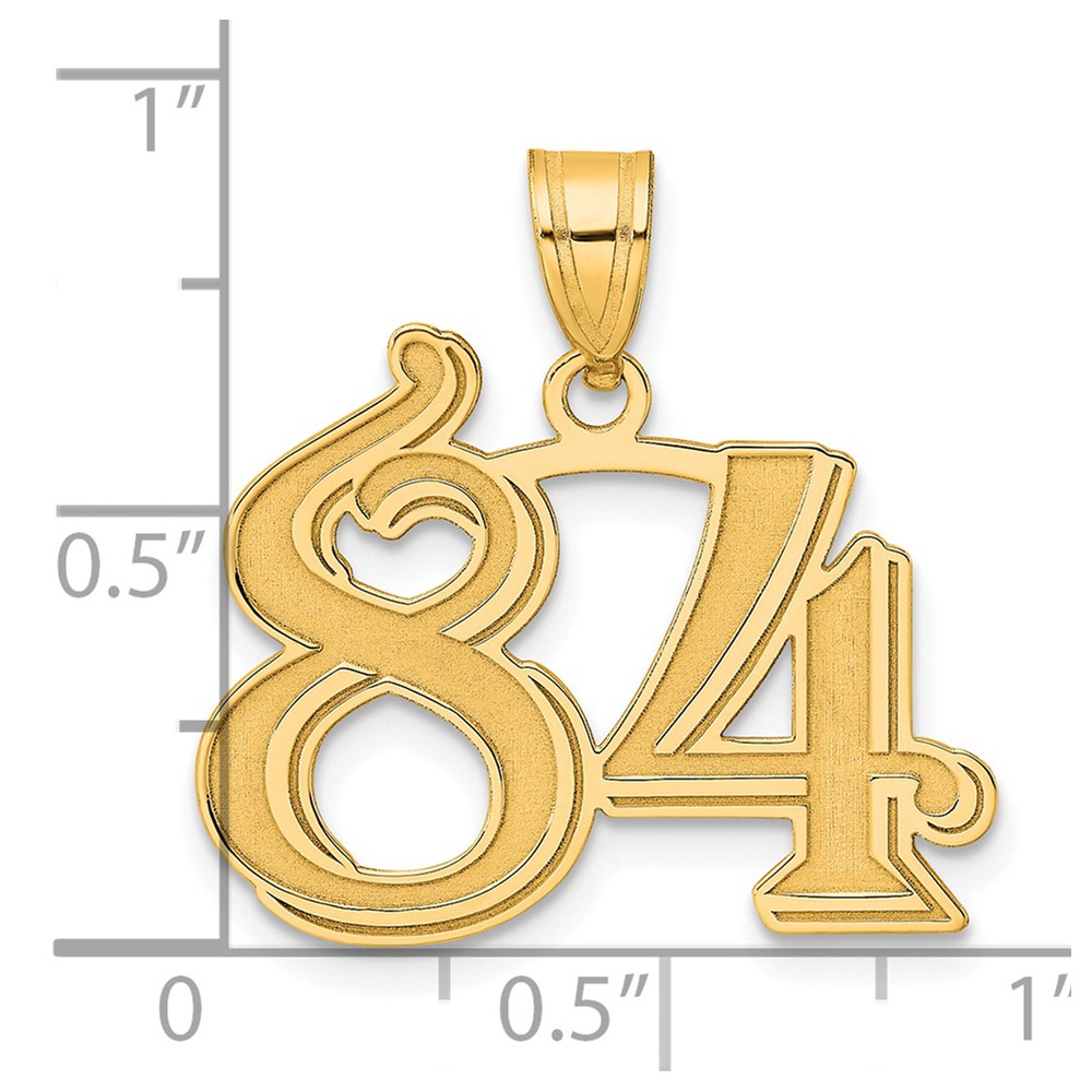 14k Polished Etched Number 84 Pendant - Image 4