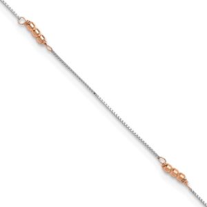 14K Two-Tone Mirror Beaded 4-Station Plus Extender - Total Anklet