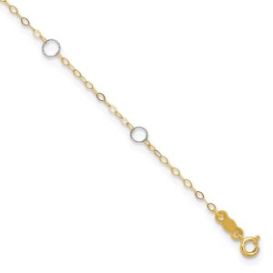 14k Two-tone Circles 7-Station Plus Extender - Total Anklet (4mm)