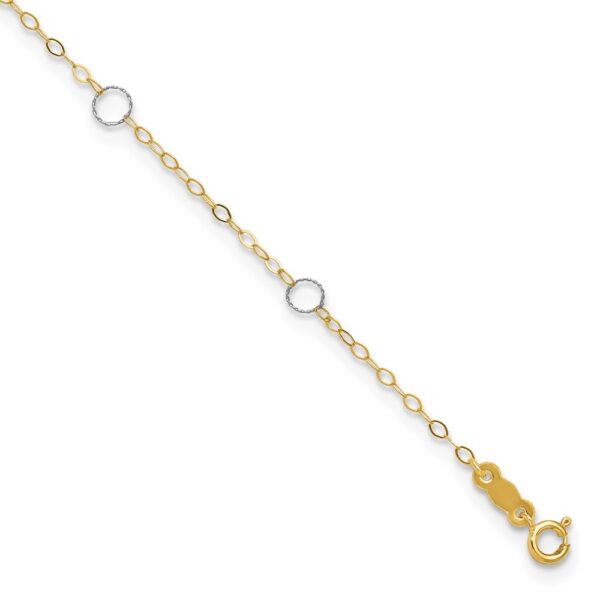 14k Two-tone Circles 7-Station Plus Extender - Total Anklet (4mm)