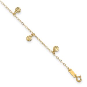 14k Hollow Dangle Circles Plus Extender - Total Anklet