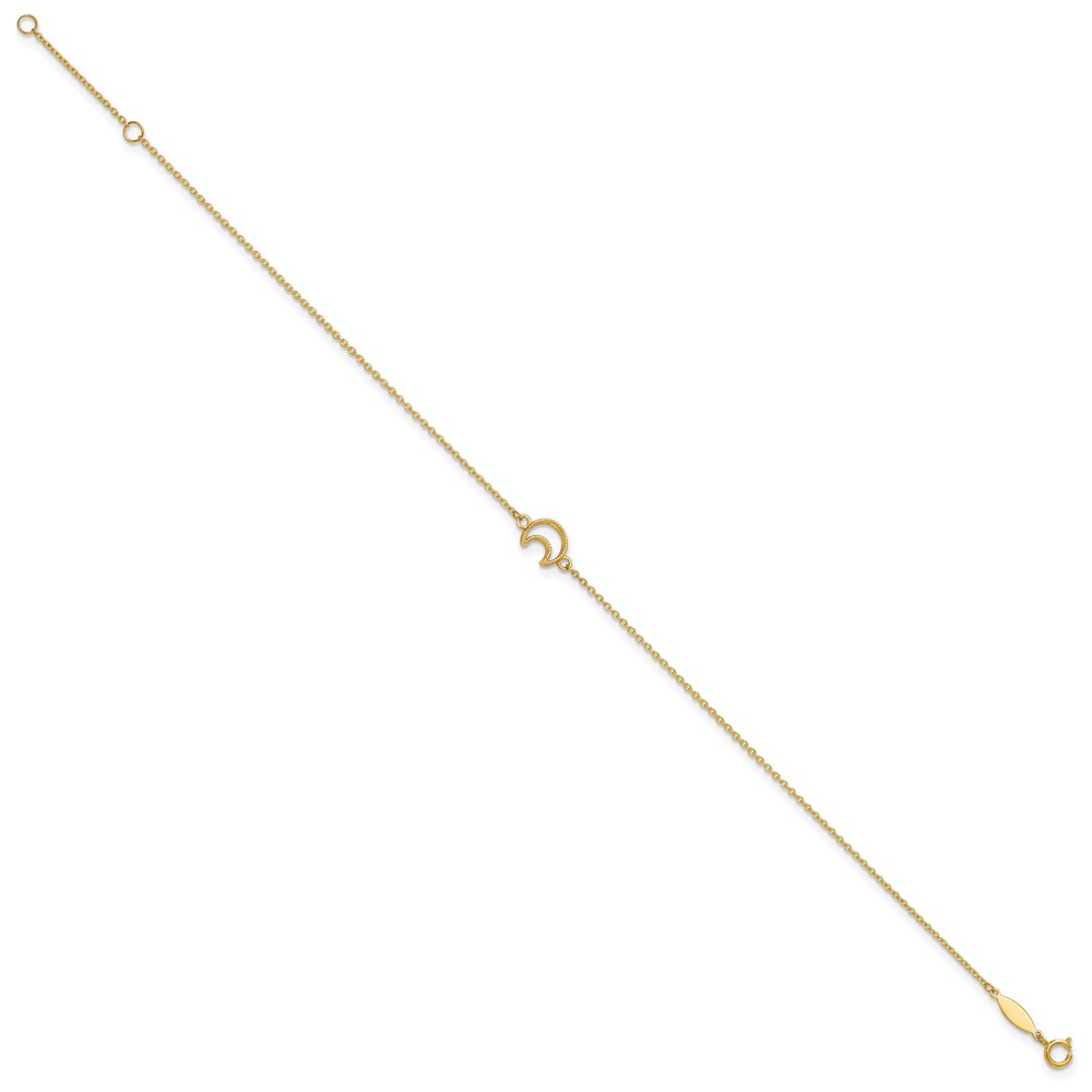 14K Textured and Polished Crescent Moon Plus Extender - Total Anklet - Image 2