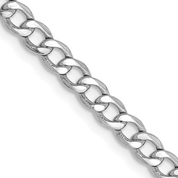 14K White Gold Semi-Solid Curb with Lobster Clasp Chain (3.35mm)