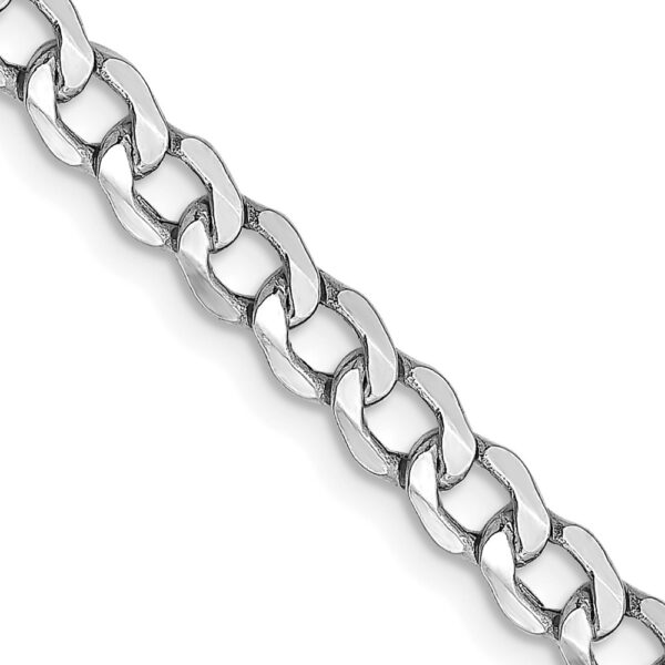 14K White Gold Semi-Solid Curb with Lobster Clasp Chain (4.3mm)