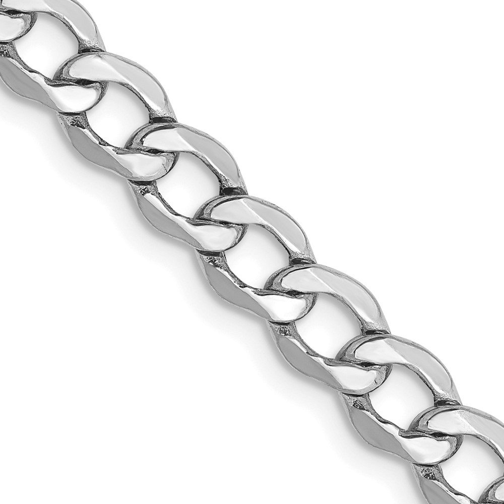 14K White Gold Semi-Solid Curb with Lobster Clasp Chain (5.25mm)