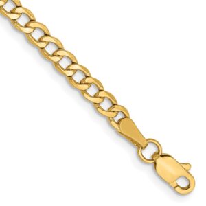 14K Semi-Solid Curb with Lobster Clasp Anklet (3.35mm)