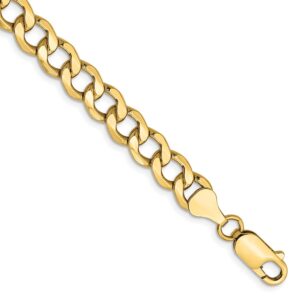 14K Semi-Solid Curb with Lobster Clasp Bracelet (7mm)
