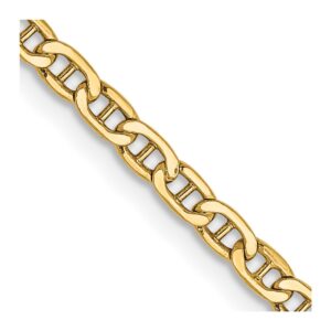 14K Semi-Solid Anchor with Spring Ring Clasp Chain (2.4mm)