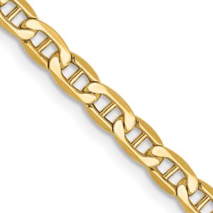 14K Semi-Solid Anchor with Lobster Clasp Chain (3.2mm)