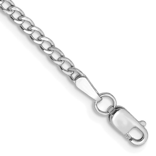 14k White Gold Semi-Solid Curb Link Chain (2.5mm)