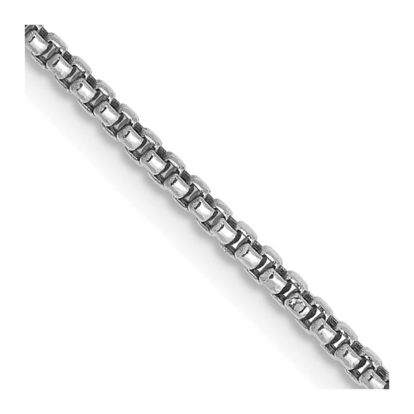 14K White Gold Semi-Solid Round Box with Lobster Clasp Chain (1.5mm)
