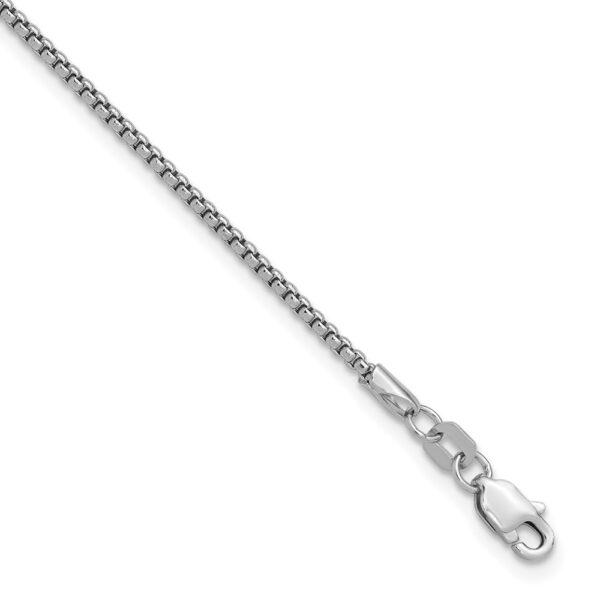 14K White Gold Semi-Solid Round Box with Lobster Clasp Bracelet (1.5mm)