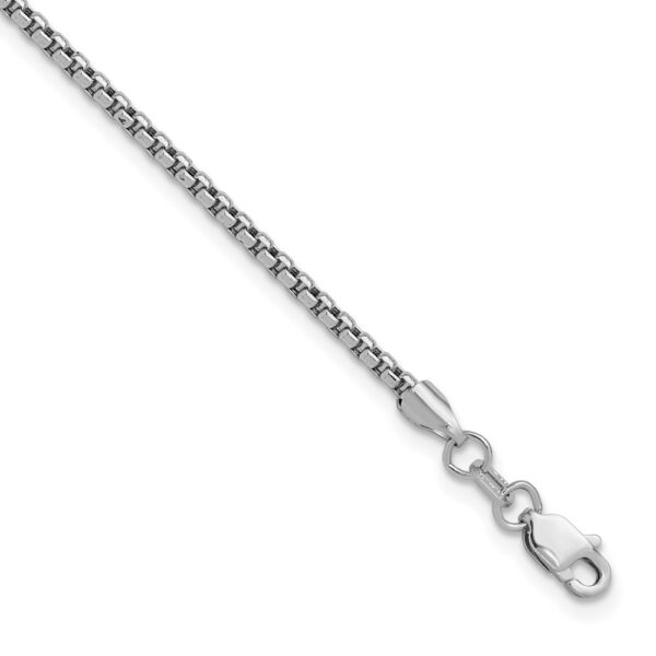 14K White Gold Semi-Solid Round Box with Lobster Clasp Bracelet (1.75mm)