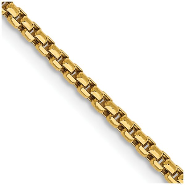 14K Semi-Solid Round Box with Lobster Clasp Chain (1.75mm)