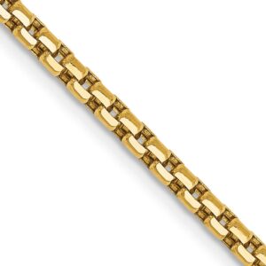 14K Semi-Solid Round Box with Lobster Clasp Chain (2.45mm)