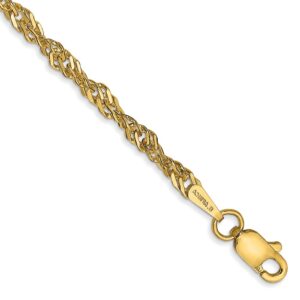 14K Lightweight Singapore with Lobster Clasp Anklet (2.75mm)