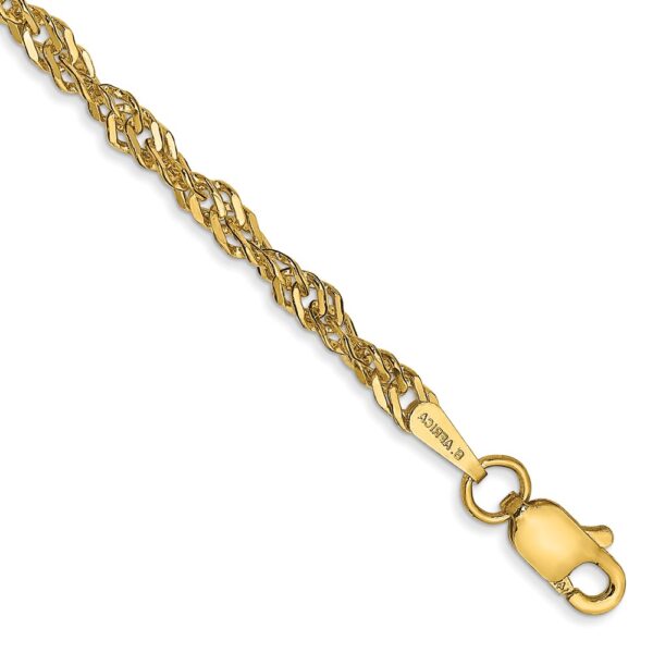 14K Lightweight Singapore with Lobster Clasp Anklet (2.75mm)