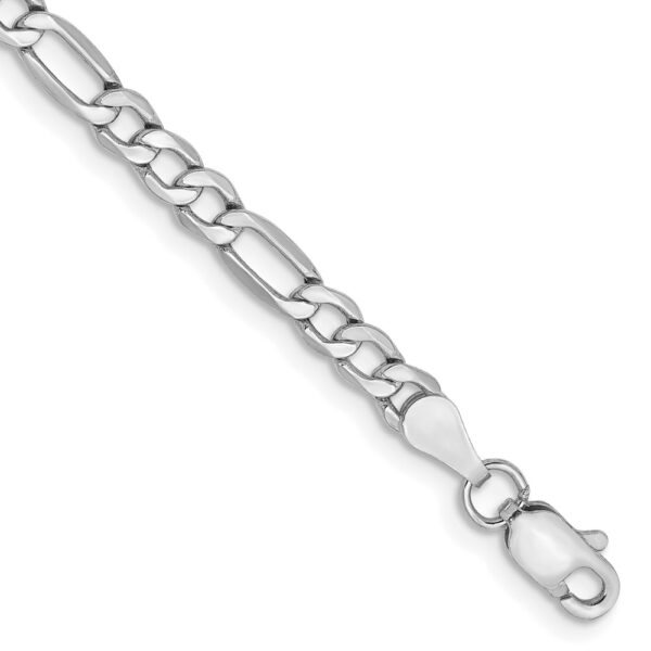 14K White Gold Semi-Solid Figaro with Lobster Clasp Bracelet (3.5mm)