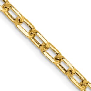 14K Semi-Solid Diamond-cut Open Link Cable with Lobster Clasp Chain (3.7mm)