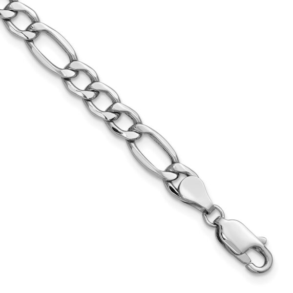 14K White Gold Semi-Solid Figaro with Lobster Clasp Bracelet (5.75mm)