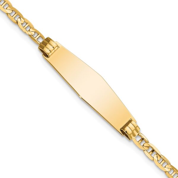 14k Polished Solid Chain/Solid Plate Anchor Link Soft Diamond Shape 26x Plate Baby/Child ID Bracelet (7.5mm)