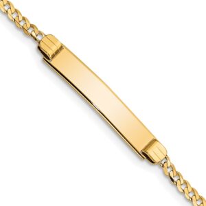 14k Polished Solid Chain/Solid Plate Curb Link 26x Plate Baby/Child ID Bracelet (5mm)