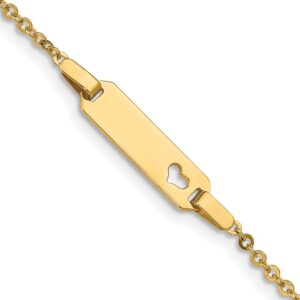 14K Polished Cut-out Heart 18x Plate Baby/Child ID Bracelet (6mm)