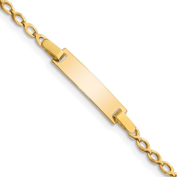 14k Polished Solid Chain/Solid Plate Fancy Link 16x Plate Baby/Child ID Bracelet (5mm)