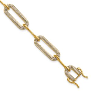 14K Polished Complete 3.25 carat Diamond Paperclip Link Bracelet (10.28mm)