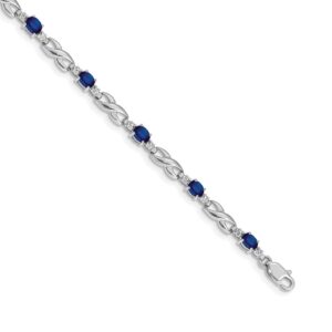 14k White Gold Complete Diamond and Oval Sapphire Infinity Link Bracelet (4mm)