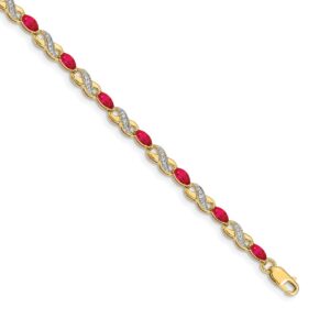 14k Complete Diamond and Oval Ruby Infinity Bracelet (3mm)