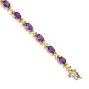14k Complete 7x Oval Amethyst X-design Bracelet (5mm)