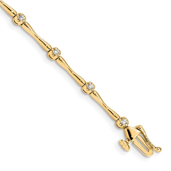 14k Polished Complete 1/4 carat Diamond and Bar Link Bracelet (3mm)