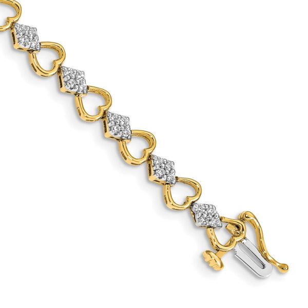 14k Complete 1.08 carat Diamond Heart Link Bracelet (5mm)