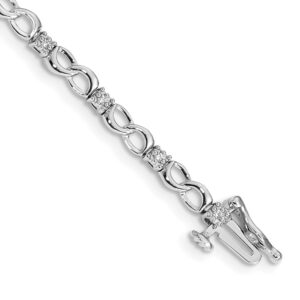 14k White Gold Complete 1/6 carat Diamond Figure 8 Link Bracelet (4mm)