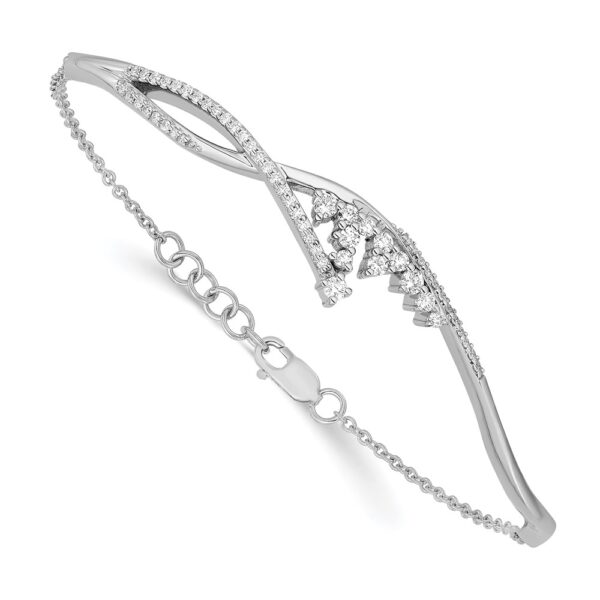 14k White Gold Fancy Florina Complete 1/2 carat Diamond Half-Bangle Bracelet with Extender (3mm)
