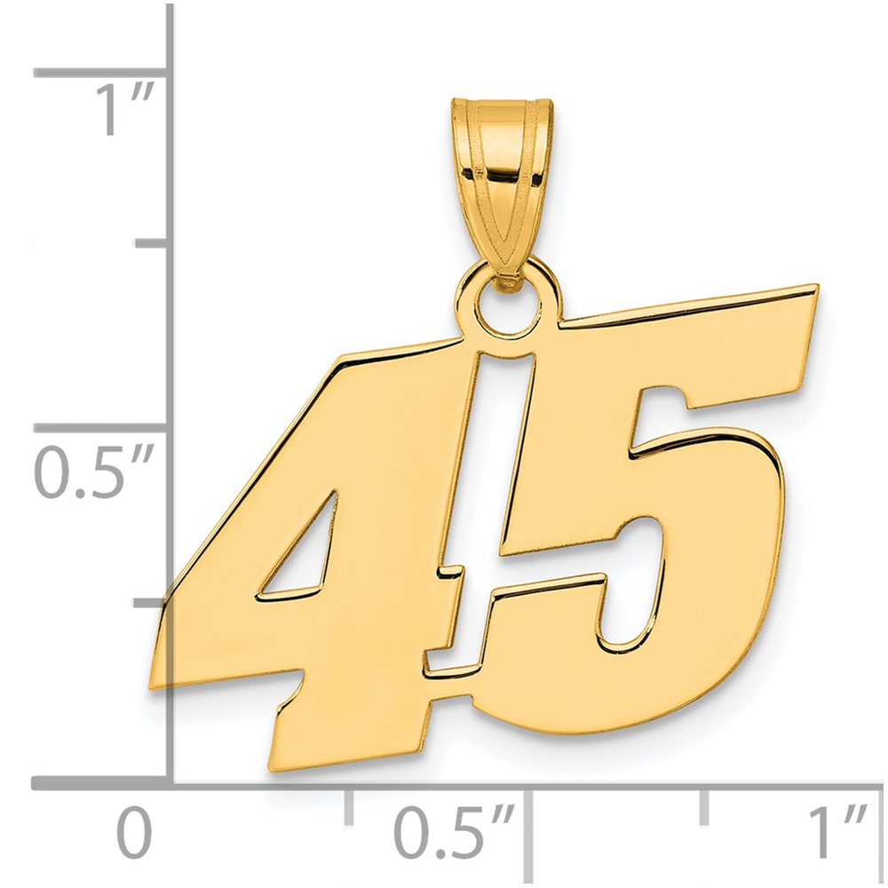 14k Polished Block Number 45 Pendant - Image 4