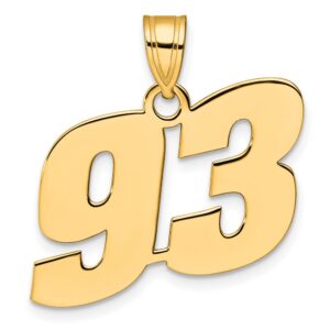 14k Polished Block Number 93 Pendant