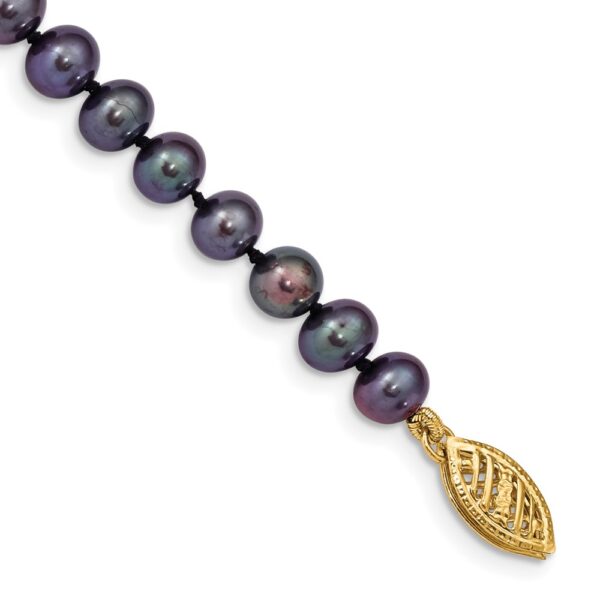 14k 5- Black Near-Round Freshwater Cultured Pearl Bracelet (5 to 6mm)