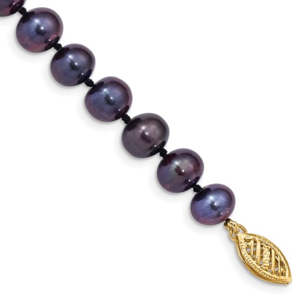 14k 7- Black Near-Round Freshwater Cultured Pearl Bracelet (7 to 8mm)