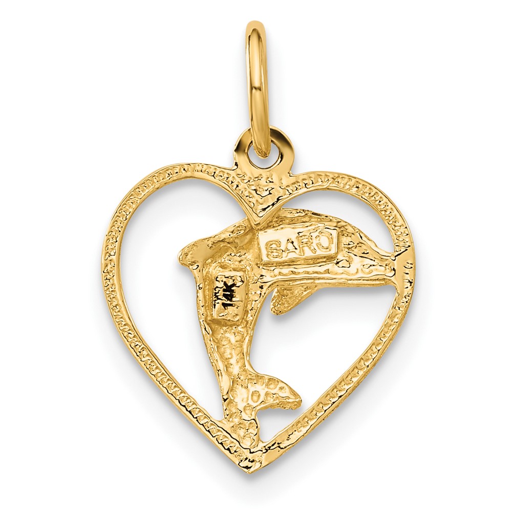 14k Dolphin in Heart Charm - Image 3