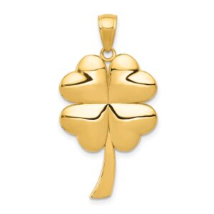 14k Solid Polished 4-Leaf Clover Pendant