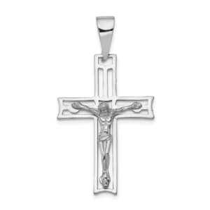 14k White Gold Crucifix Pendant